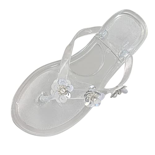 Sandalen Damen Elegant Glitzer Badeschlappen Damen Flipflop 35 MäDchen Badeschuhe Kinder MäDchen Flipflopsandalen Damen Flip Flops Damen Glitzer Elegant Plateausandalen Damen (Clear, 36) von Fitzac