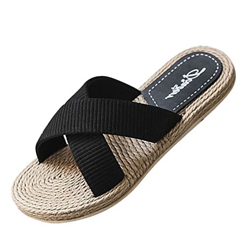 Sandalen Damen Elegant Sommer Outdoor Sandalen Damen Hausschuhe Damen Flache Sandalen Damen Zehentrenner Badelatschen Damen 40 Rutschfest Badeschlappen Damen Flipflop 35 MäDchen (Black, 38) von Fitzac