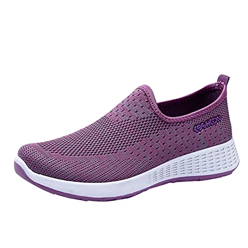 Wanderschuhe Laufschuhe Flache Schuhe Turnschuhe Freizeitschuhe Sommerschuhe Canvas Flache Schuhe Sneaker Atmungsaktive Laufschuhe Leicht Sportlich Outdoor Sneakers Tennis Schuhe (Purple, 37) von Fitzac
