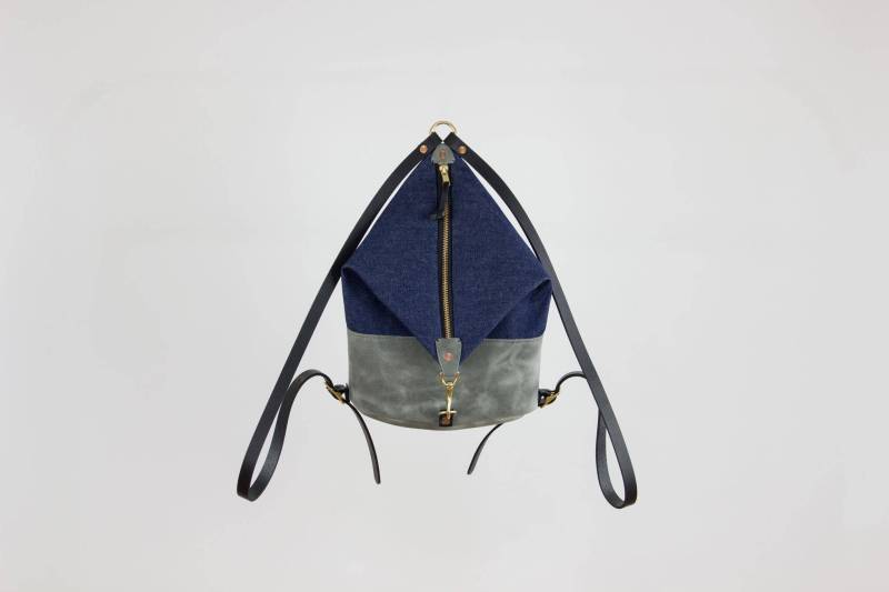 Denim Und Leder Mini Rucksack - Handgemachte Canvas Geldbörse von FitzyDesign
