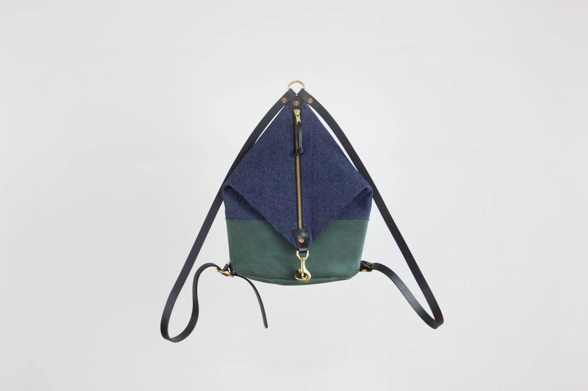 Leder Rucksack - Dunkler Jeansstoff Und Waldgrün Mini Canvas Geldbörse Tasche Leder Rucksack - Dunkler Jeansstoff Und Waldgrün Mini Canvas Geldbörse Tasche von FitzyDesign