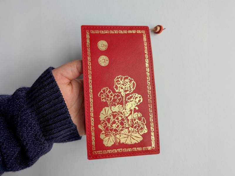 Monogramm Leder Roter Umschlag | Hong Bao Glücksgeldbörse von FitzyDesign