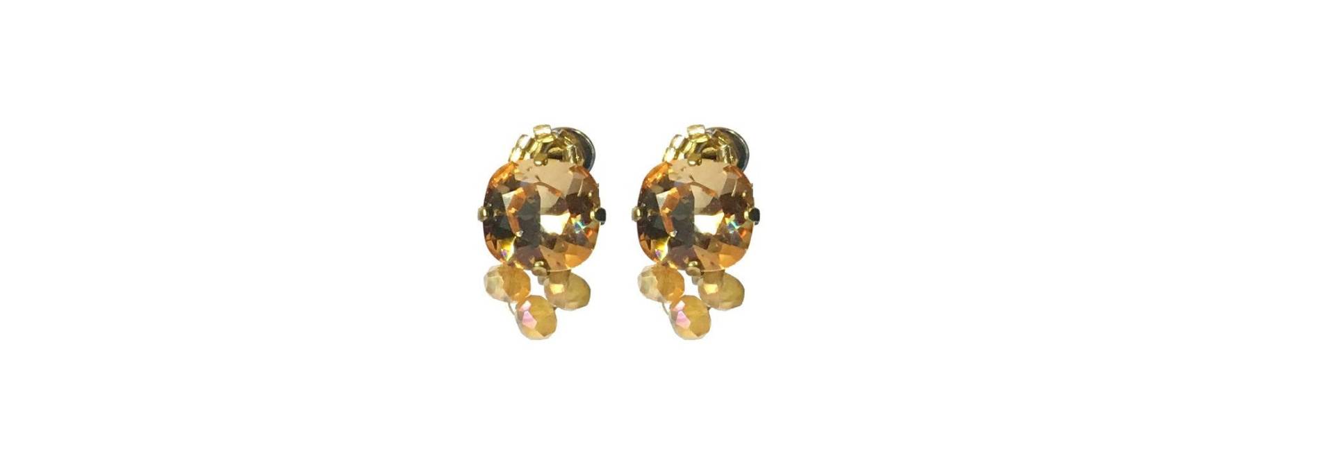 1 Paar Fiva Ohrclips Swarovski Crystal 4470 Bronze Topas von FivaJewelryDE