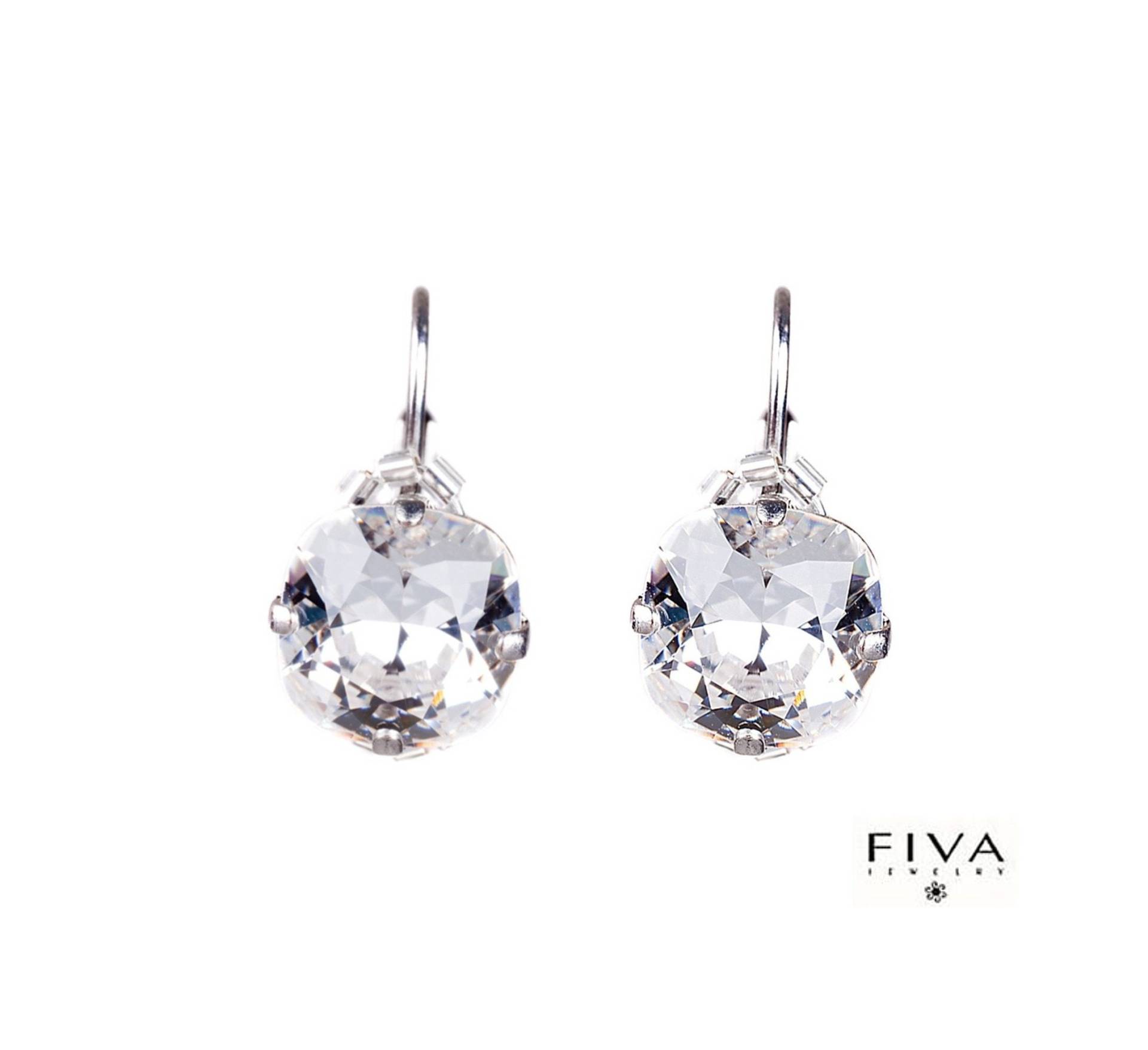 Fiva Basic Ohrringe 60281 Kristallklar, 1Paar in Rhodinerter Fassung Auch Allergiker Geeignet von FivaJewelryDE