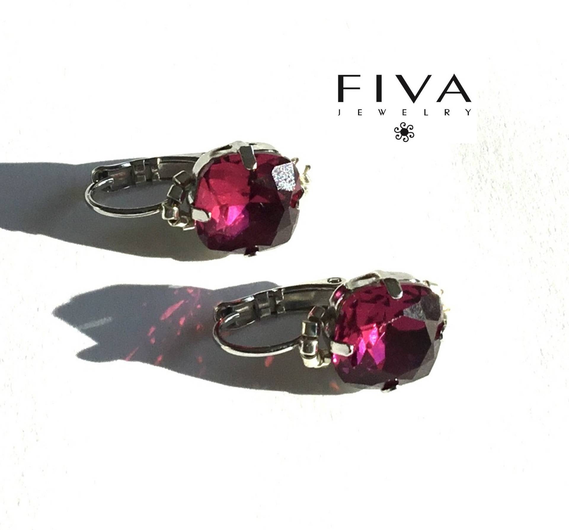 Fiva Basic Ohrringe Fuchsia Silber von FivaJewelryDE