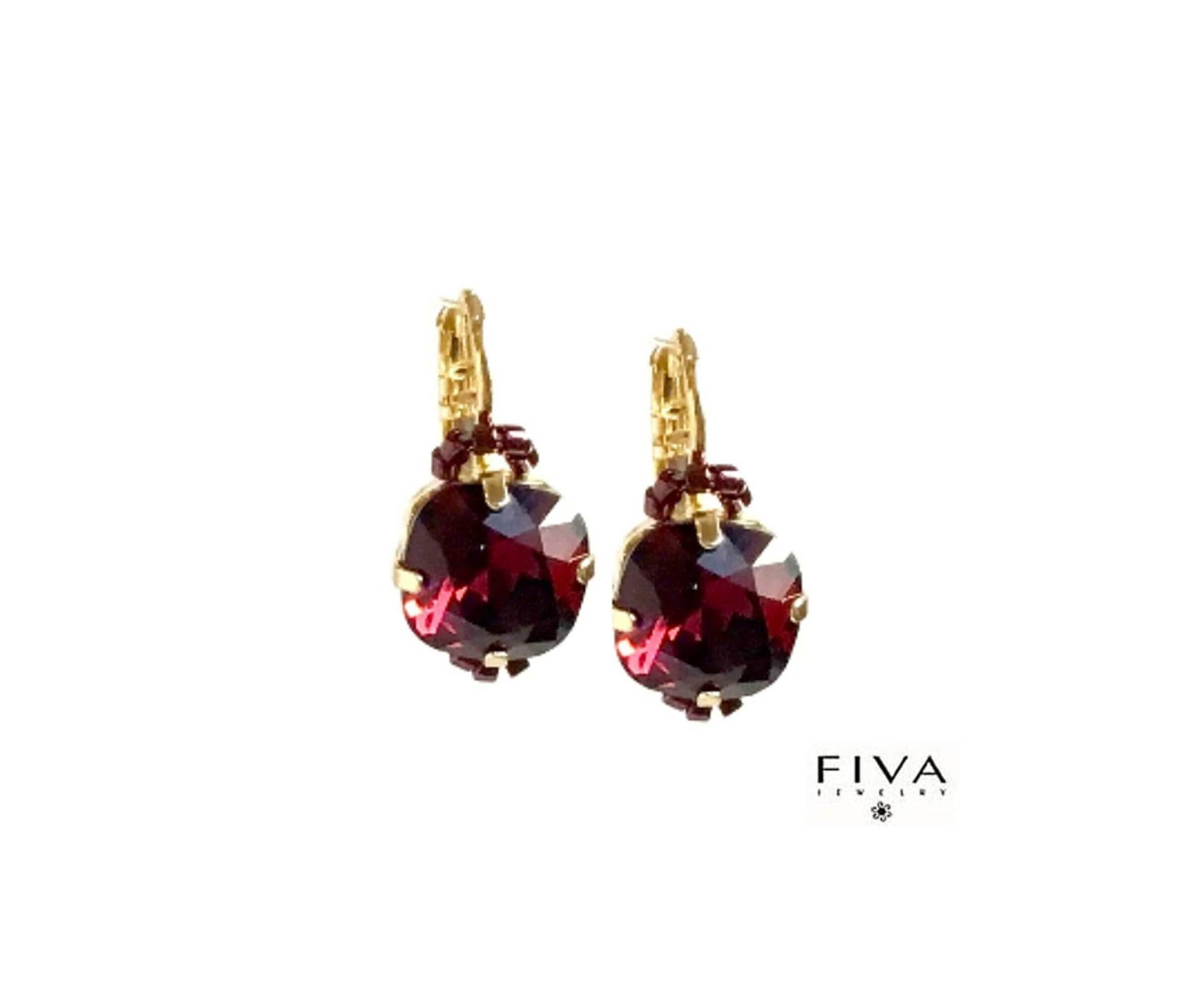 Fiva Basic Ohrringe Gold Bordeaux Rot , 1Paar von FivaJewelryDE