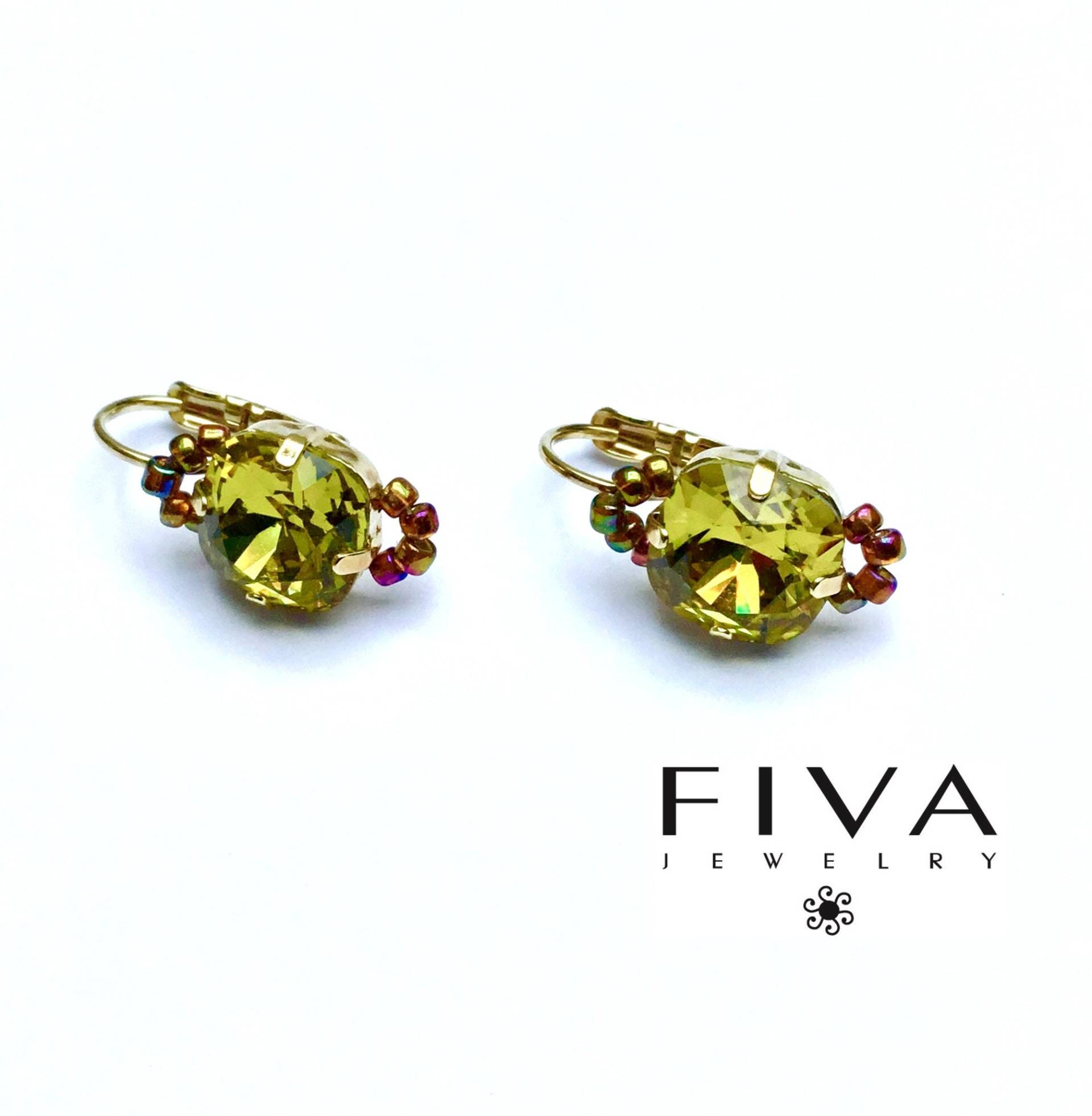 Fiva Basic Ohrringe Olivegrün Gold von FivaJewelryDE