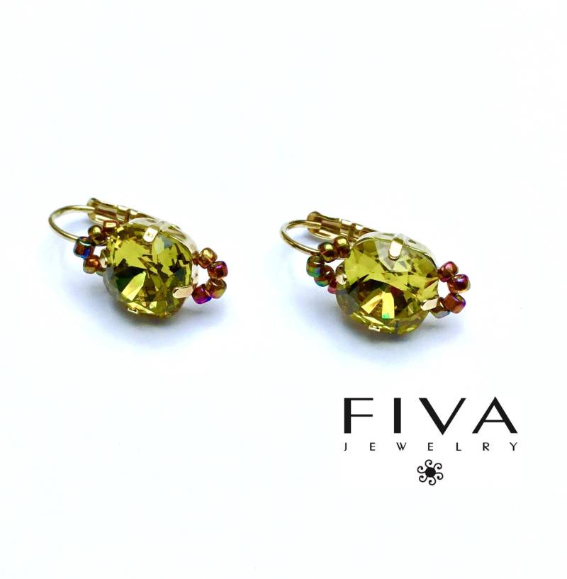Fiva Basic Ohrringe Olivegrün Gold von FivaJewelryDE