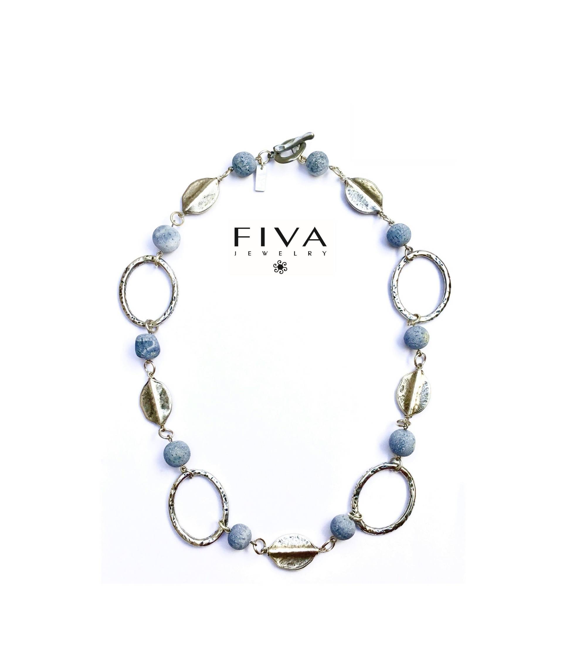 Fiva Halskette Blaue Meerschaumkoralle-Silber von FivaJewelryDE