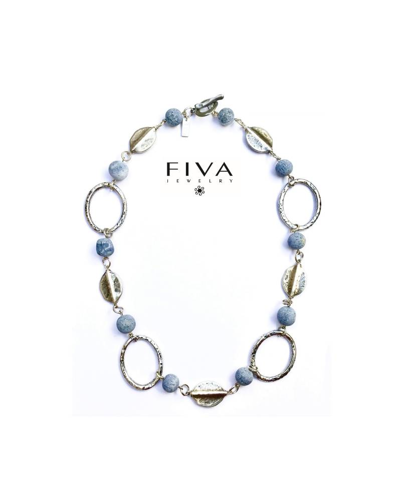 Fiva Halskette Blaue Meerschaumkoralle-Silber Fiva Halskette Blaue Meerschaumkoralle-Silber von FivaJewelryDE