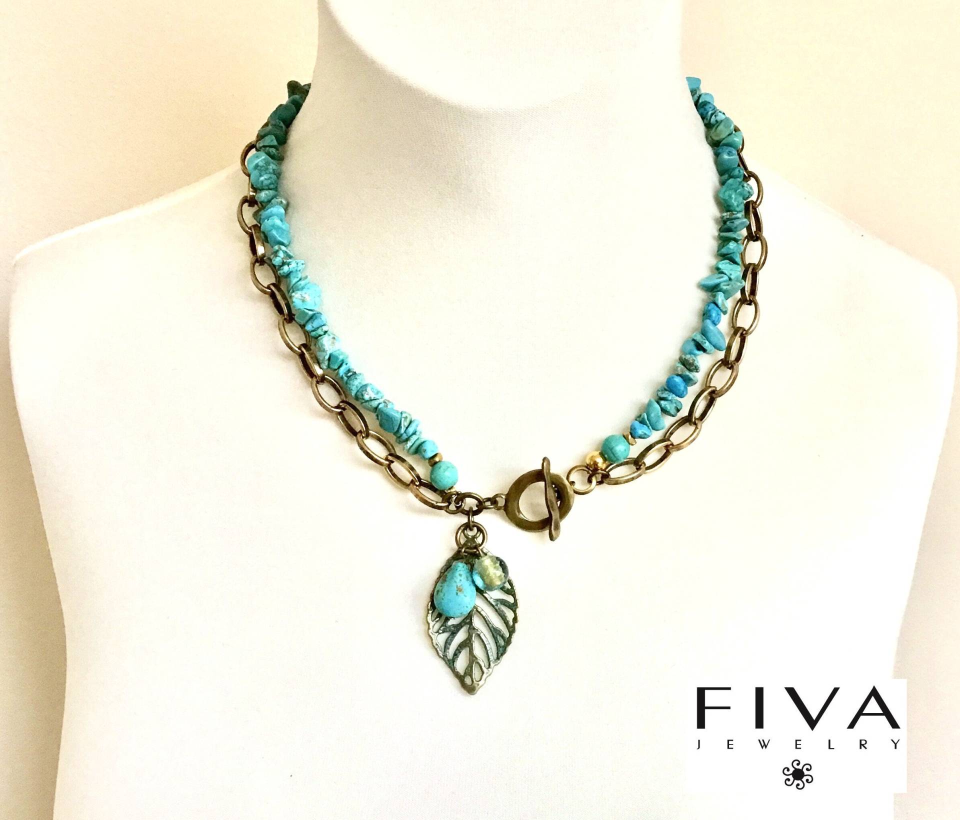 Fiva Halskette Türkis Bronze von FivaJewelryDE