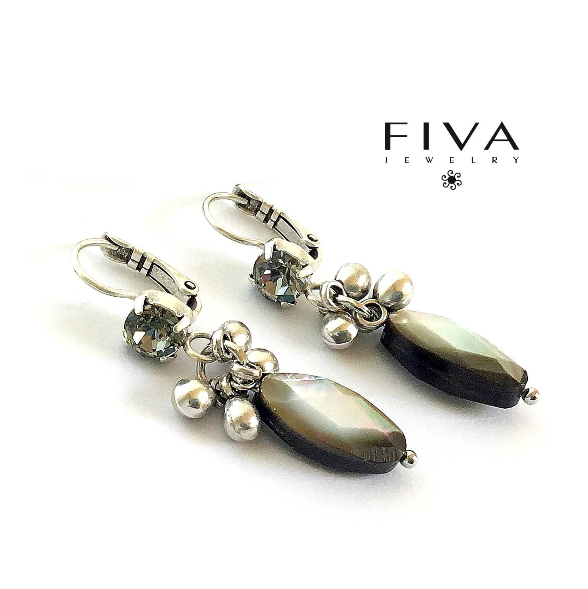 Fiva Ohrringe Perlmutt Silbertropfen, 1Paar von FivaJewelryDE