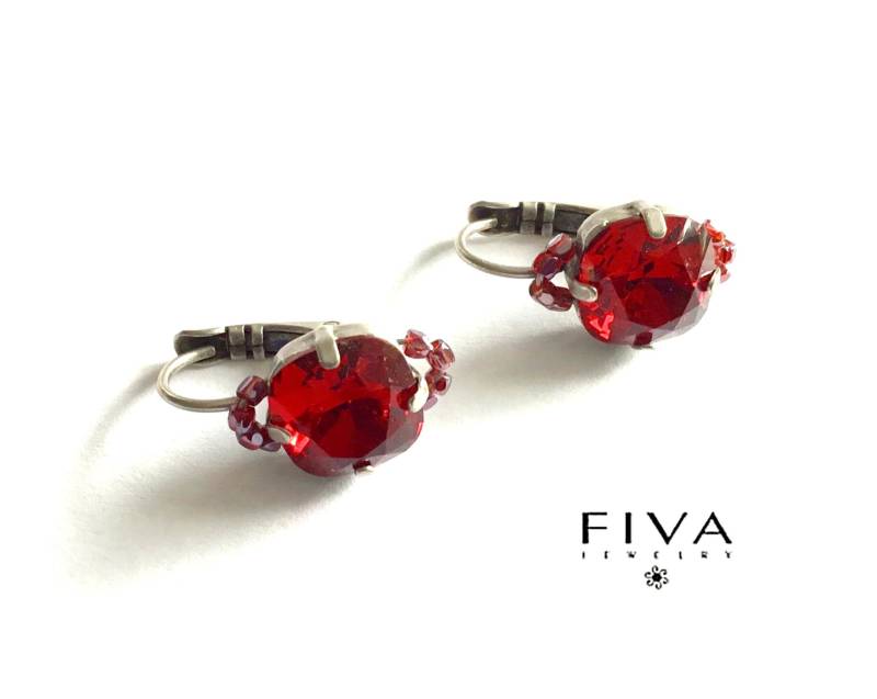 Fiva Ohrringe Siam Rot Silber Fiva Ohrringe Siam Rot Silber von FivaJewelryDE
