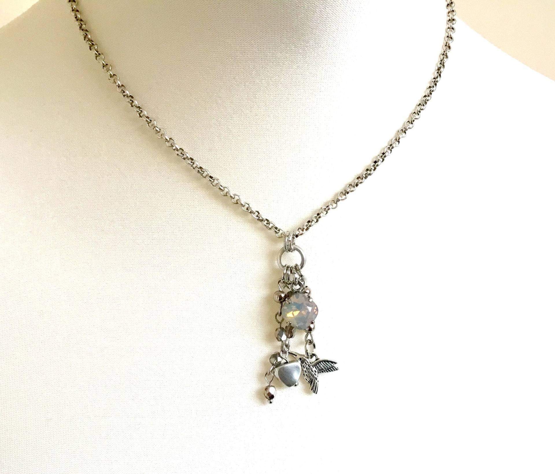 Halskette Silber Lichtgrau-Opal von FivaJewelryDE
