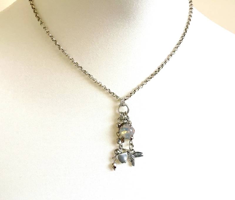 Halskette Silber Lichtgrau-Opal von FivaJewelryDE