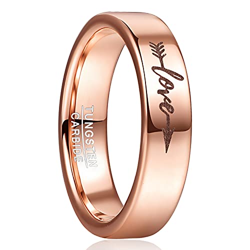 Fivavo Ring Wolframherren Damen 6mm Roségold Liebe Pfeil Partnerringe Verlobungsring Wolframcarbidringe Hochzeitsring Größe 52(16.6） von Fivavo