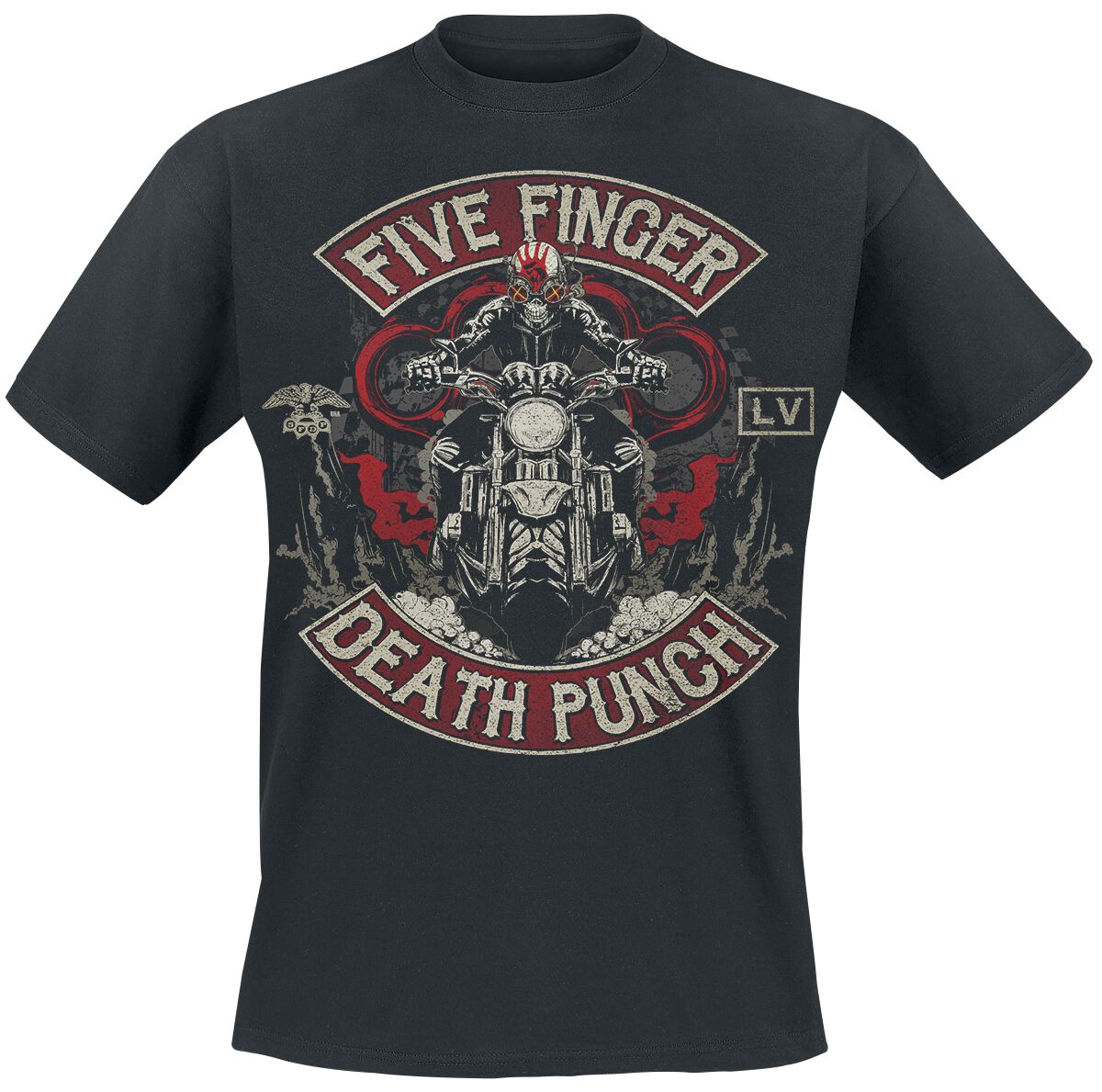 Five Finger Death Punch Biker Skully T-Shirt schwarz in L von Five Finger Death Punch