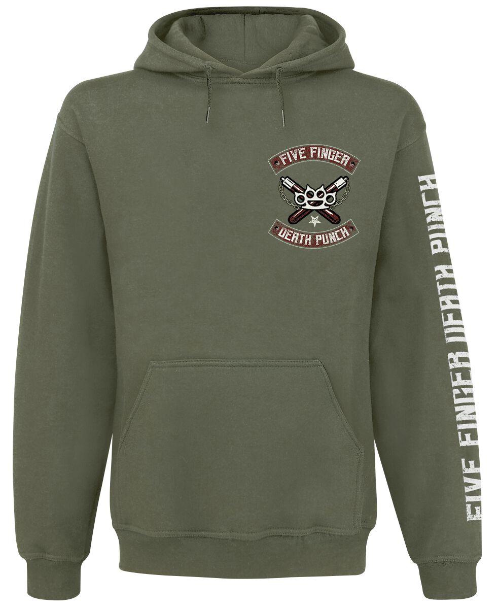 Five Finger Death Punch Bruce Knucklehead Kapuzenpullover oliv in M von Five Finger Death Punch