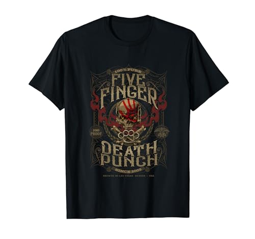 Five Finger Death Punch - Damen T-Shirt Schwarz S Klassisch Crew-Ausschnitt Halbarm Lässig Halloween Pullover 100% Baumwolle 16-16.5 von Five Finger Death Punch