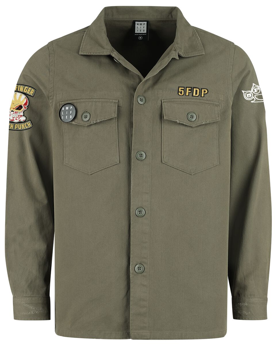 Five Finger Death Punch FFDP Military Shirt - Shacket Langarmhemd khaki in 3XL von Five Finger Death Punch