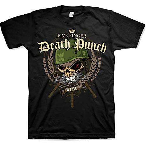 Five Finger Death Punch Herren Head T-Shirt, Schwarz (Black Black), Medium von Five Finger Death Punch
