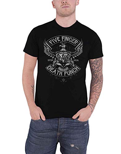 Five Finger Death Punch Herren Howe Eagle Crest T-Shirt, Schwarz (Black Black), X-Large von Five Finger Death Punch