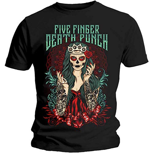 Five Finger Death Punch Herren Lady Muerta T-Shirt, Schwarz (Black Black), Large von Five Finger Death Punch