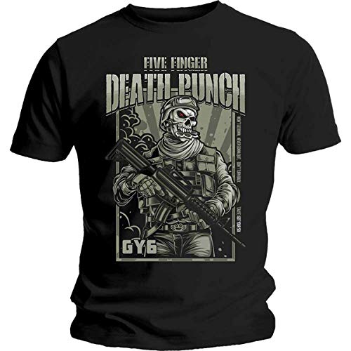 Five Finger Death Punch Herren Soldier T-Shirt, Schwarz (Black Black), Small von Five Finger Death Punch