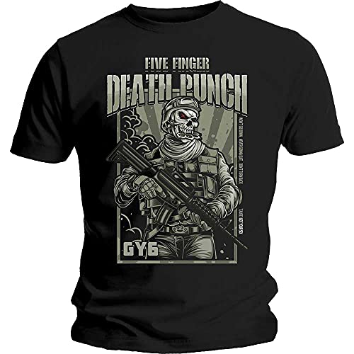 Five Finger Death Punch Herren Soldier T-Shirt, Schwarz (Black Black), X-Large von Five Finger Death Punch