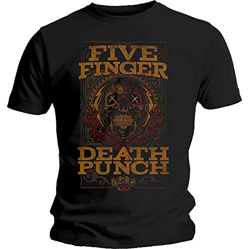 Five Finger Death Punch Herren Wanted Slim Fit T-Shirt Schwarz - Schwarz - Groß von Five Finger Death Punch