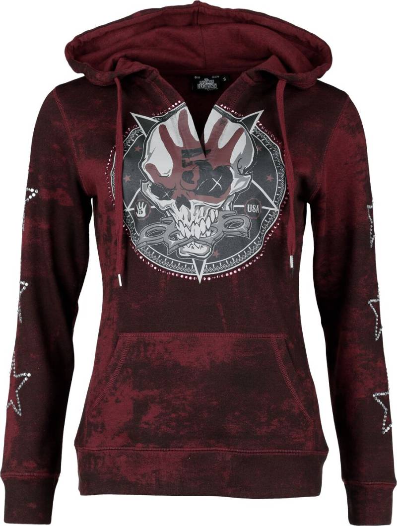Five Finger Death Punch Kapuzenpullover - EMP Signature Collection - S bis M - für Damen - Größe S - rot/schwarz  - EMP exklusives Merchandise! von Five Finger Death Punch