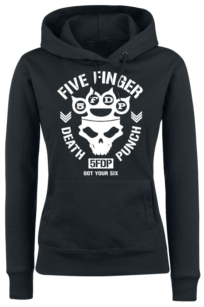 Five Finger Death Punch Kapuzenpullover - Skull Knuckles - S bis XXL - für Damen - Größe S - schwarz  - Lizenziertes Merchandise! von Five Finger Death Punch
