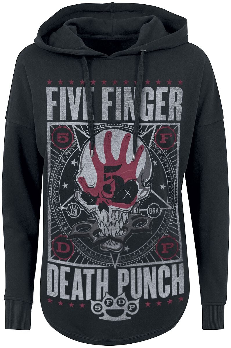 Five Finger Death Punch Kapuzenpullover - Star Skull - M bis L - für Damen - Größe L - schwarz/used look  - Lizenziertes Merchandise! von Five Finger Death Punch