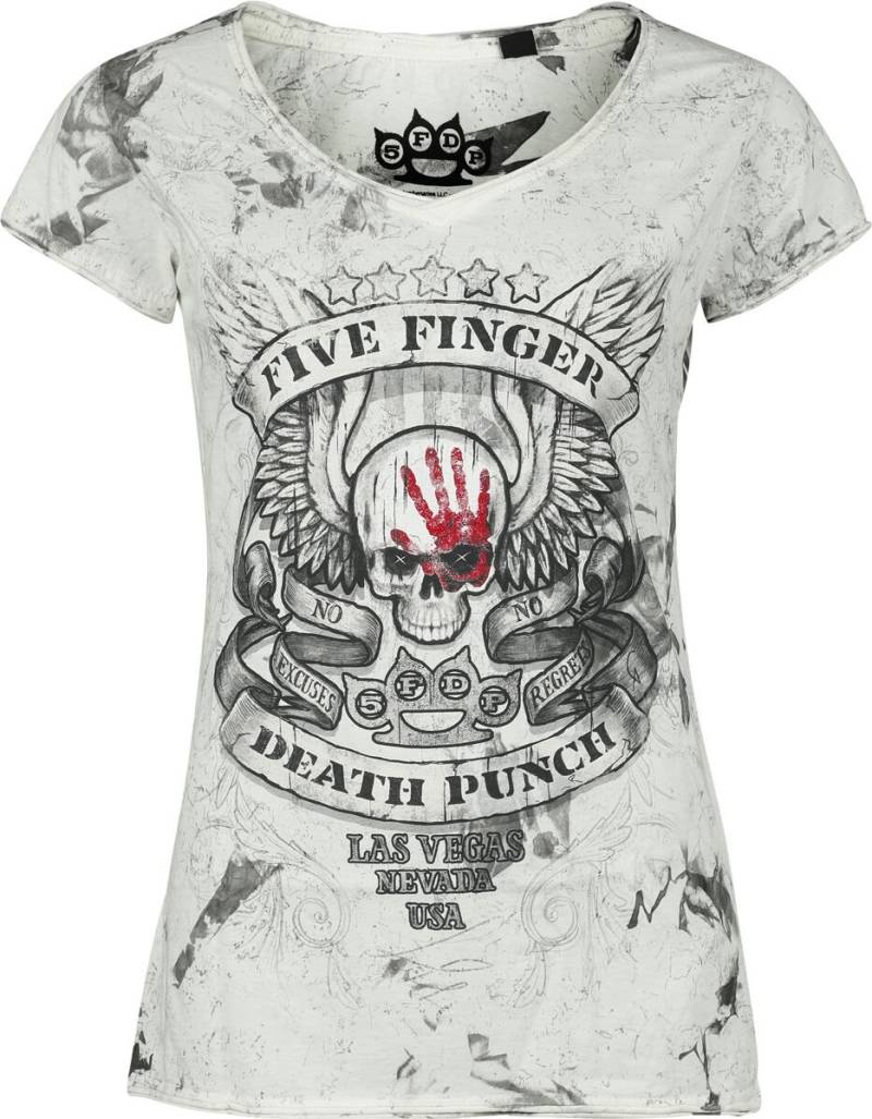 Five Finger Death Punch Skull T-Shirt weiß grau in 4XL von Five Finger Death Punch