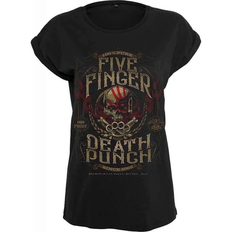 Five Finger Death Punch T-Shirt - 100 Proof - S bis XXL - für Damen - Größe L - schwarz  - Lizenziertes Merchandise! von Five Finger Death Punch