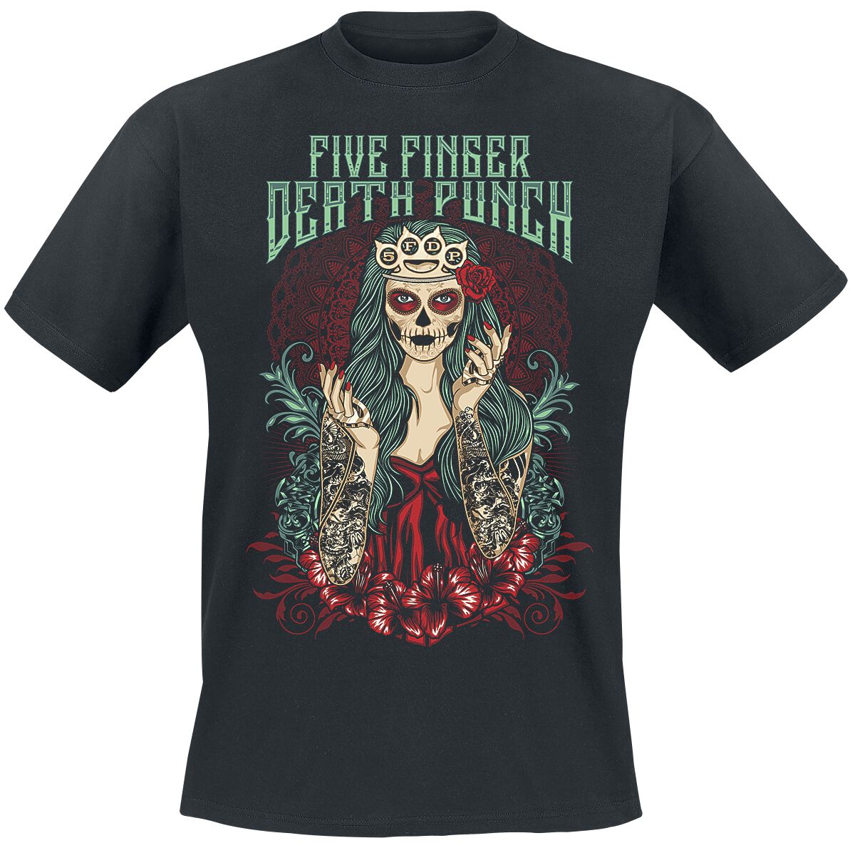 Five Finger Death Punch T-Shirt - Lady Muerta - L bis XXL - für Männer - Größe L - schwarz  - Lizenziertes Merchandise! von Five Finger Death Punch