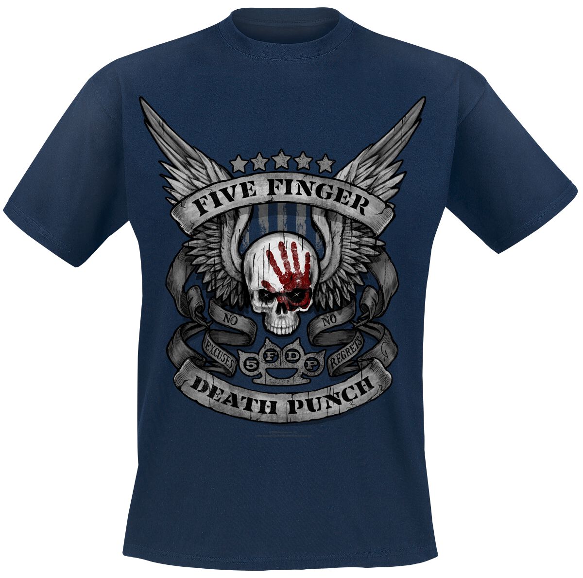 Five Finger Death Punch T-Shirt - No Regrets - XXL - für Männer - Größe XXL - navy  - Lizenziertes Merchandise! von Five Finger Death Punch