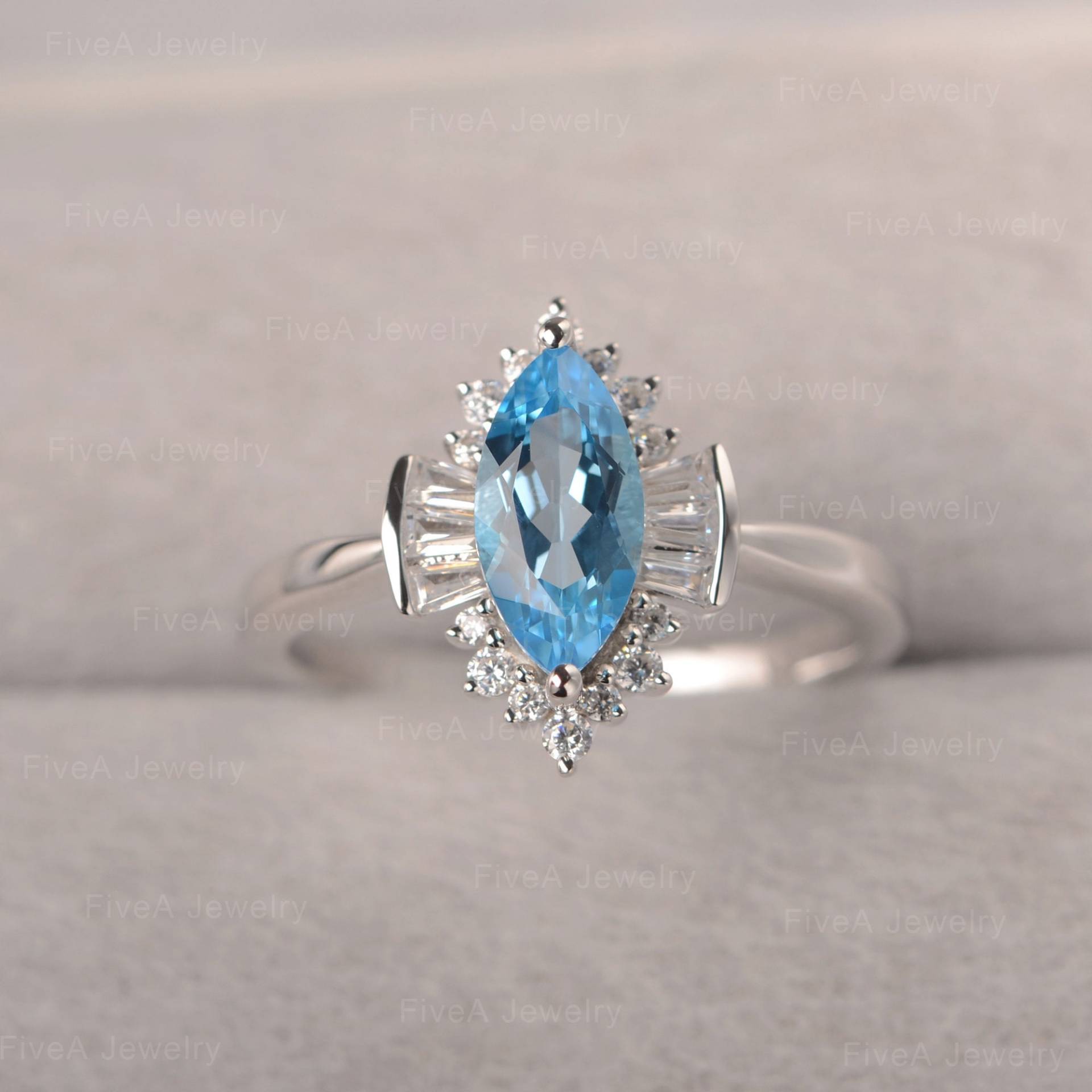 Schweizer Blau Topas Blume Geformt Cluster Ring Marquise Verlobungsring Für Frauen von FiveAjewelry