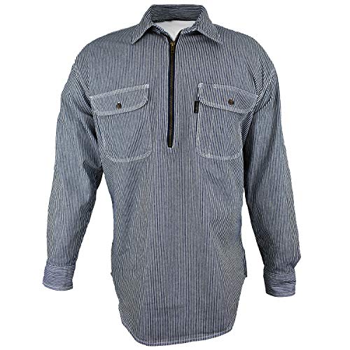 Five Brother Herren Hemd, Flex-Denim, langärmlig, Hickory-Streifen, Logger-Shirt | 1/2 Reißverschluss vorne - mehrfarbig - X-Groß Five Brother Herren Hemd, Flex-Denim, langärmlig, Hickory-Streifen, Logger-Shirt | 1/2 Reißverschluss vorne - mehrfarbig - X-Groß von FiveBrother