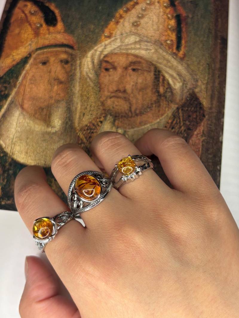 Vintage Style Amber Ring, Stainless Steel Natural Gemstone Jewelry, Adjustable Boho Ring Vintage Style Amber Ring, Stainless Steel Natural Gemstone Jewelry, Adjustable Boho Ring von FiveElementsNatur