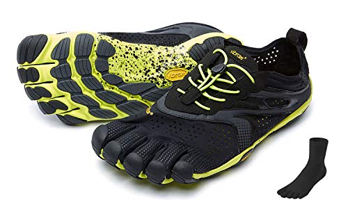 Fivefingers Vibram V-Run Men + Zehensocke, Size:41;Color:Black/Yellow von Fivefingers