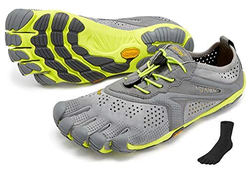 Fivefingers Vibram V-Run Men + Zehensocke, Size:42;Color:Grey/Yellow von Fivefingers