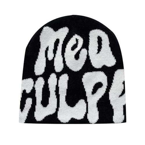 Y2k Beanie mütze Herren Damen Teenager, Y2k hip hop strickmützen, Cap Winter Knit Skater Beanie mütze, Baumwolle mützen Harajuku Fashion Y2k Beanie Cap hat (DE/NL/SE/PL, Numerisch, 55, 62, A) von FiveMileBro