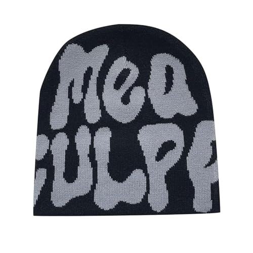 Y2k Beanie mütze Herren Damen Teenager, Y2k hip hop strickmützen, Cap Winter Knit Skater Beanie mütze, Baumwolle mützen Harajuku Fashion Y2k Beanie Cap hat (DE/NL/SE/PL, Numerisch, 55, 62, B) von FiveMileBro