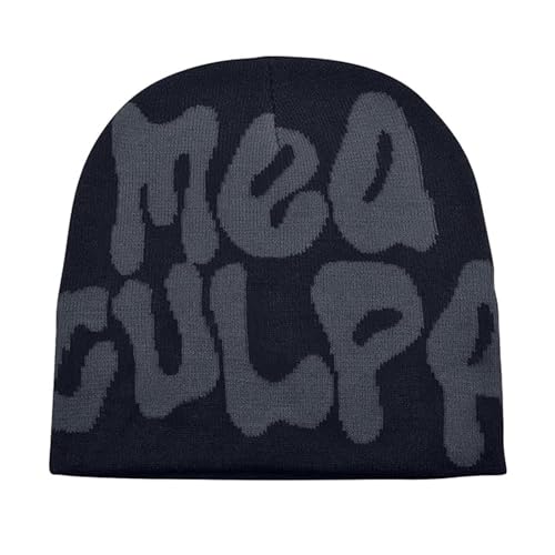 Y2k Beanie mütze Herren Damen Teenager, Y2k hip hop strickmützen, Cap Winter Knit Skater Beanie mütze, Baumwolle mützen Harajuku Fashion Y2k Beanie Cap hat (DE/NL/SE/PL, Numerisch, 55, 62, C) von FiveMileBro