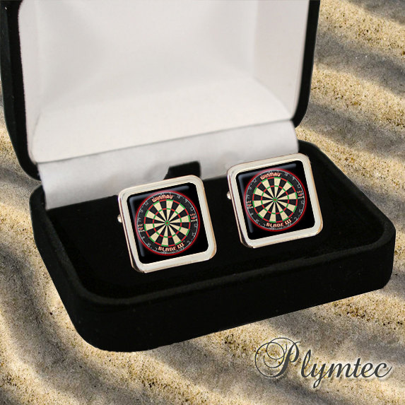 Darts Dartscheibe Männer Manschettenknöpfe Jubiläum, Geburtstag, Weihnachten Geschenkbox Gravur von FiveStarGift
