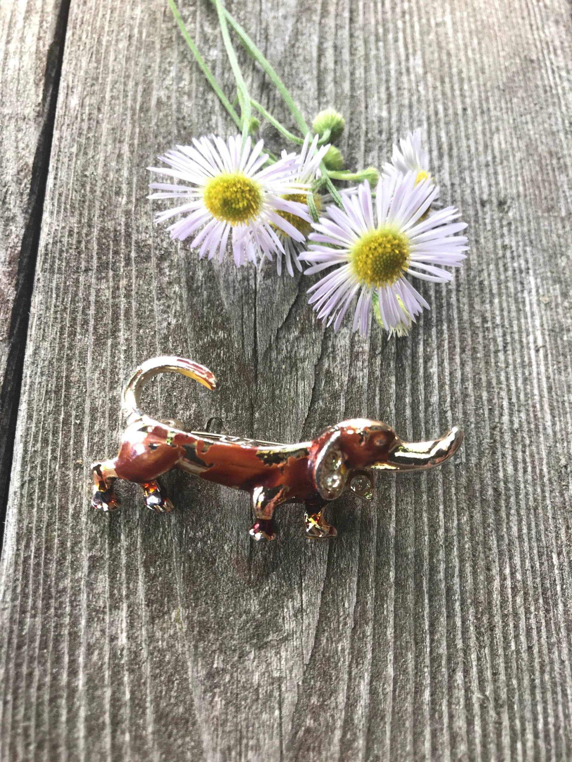 Lustige Kleine Wirklich Alte Vintage Braune Emaille Auf Goldfarbenen Dackel Hound Dog Anstecknadel Mit Strassohren Lustige Kleine Wirklich Alte Vintage Braune Emaille Auf Goldfarbenen Dackel Hound Dog Anstecknadel Mit Strassohren von FivebunniesByMoxie