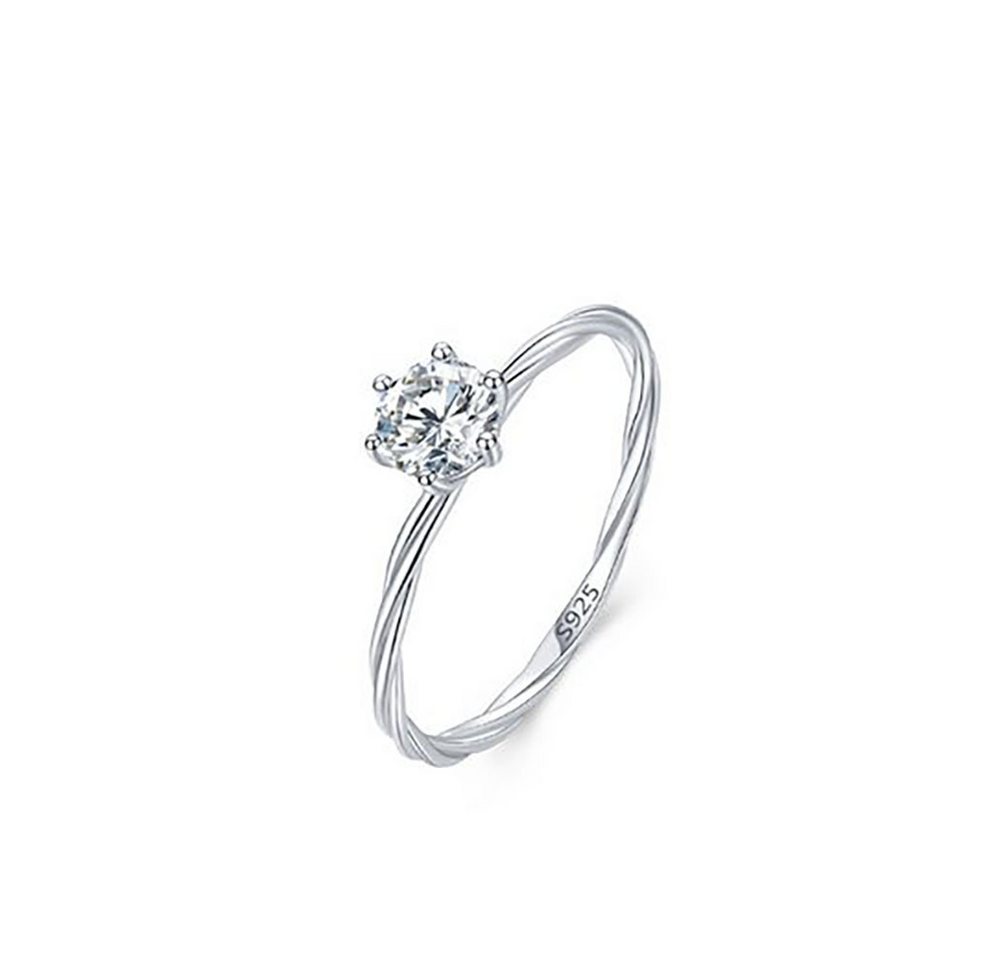 Fivejoy Fingerring S925 Sterling Silber Ring Damen Mode Einfache Simulation Diamant Ring, Weißgold plattierter Ring von Fivejoy