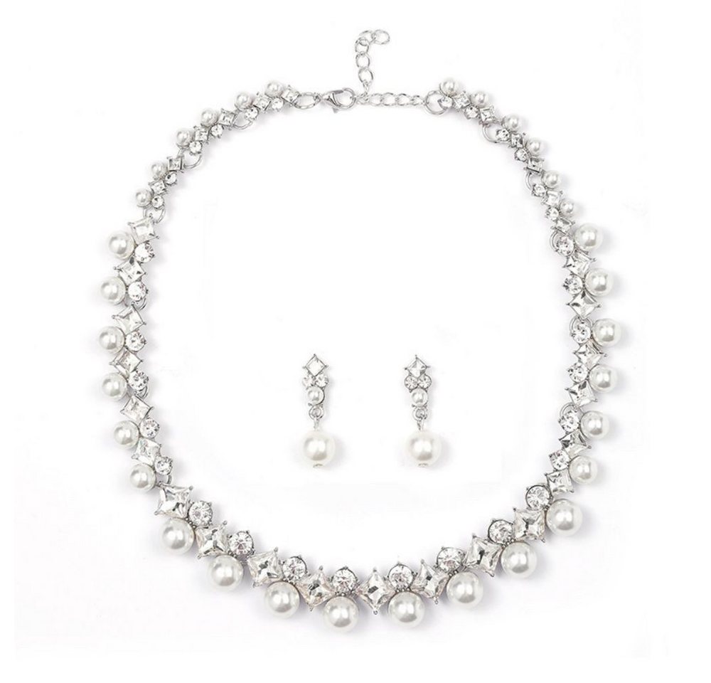 Fivejoy Schmuckset Perlenkette Ohrringe Damenschmuck funkelndes Hochzeitsschmuck set (3-tlg), Kann zu Ihrem Lieblingsoutfit getragen werden von Fivejoy