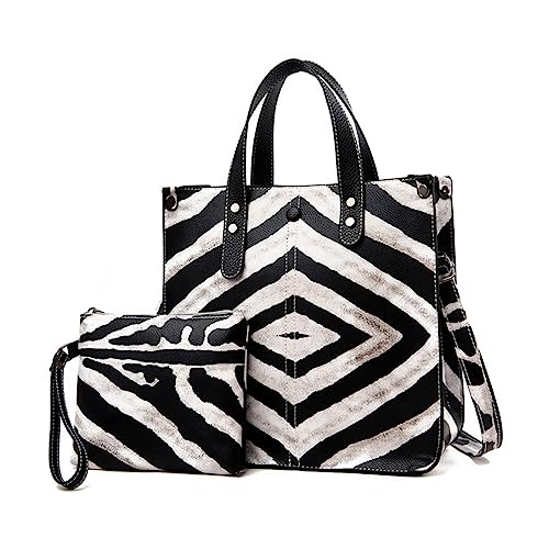 FiveloveTwo 2pcs Handtaschen und Geldbörsen für Damen PU Top Griff Schultertaschen Tote Kupplungs-Geldbörse Großes Zebra von FiveloveTwo